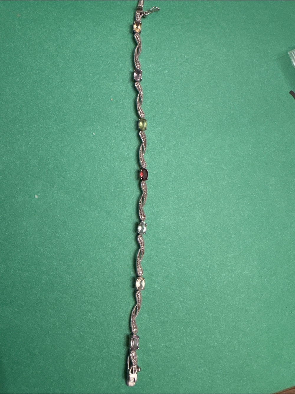 Multicolor Sterling Silver  Gemstone Twist Link Bracelet - Women Jewelry